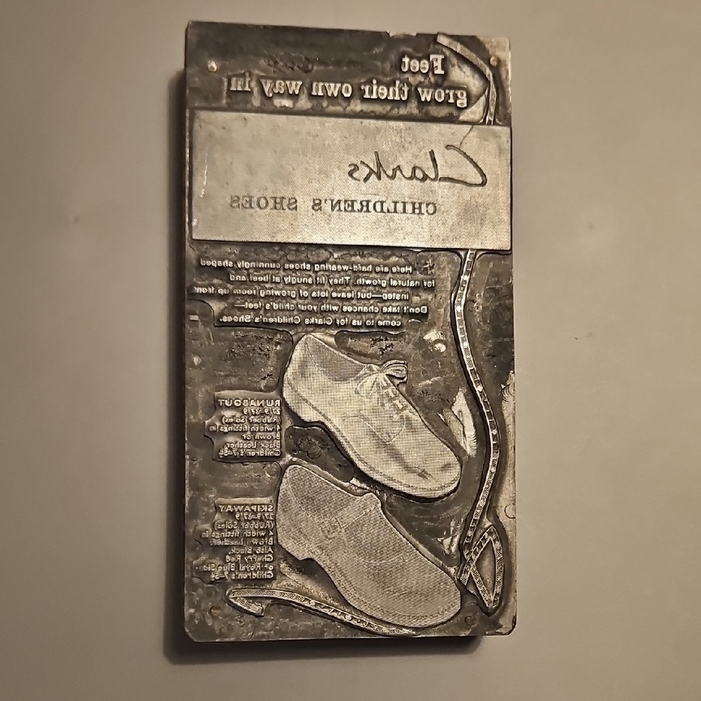 1960s Clarks Newspaper Printing Press Block